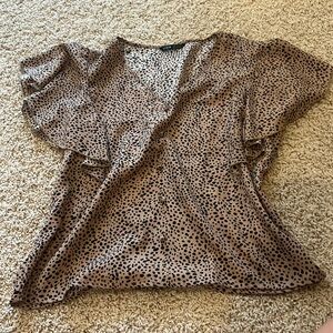 shein leopard print butterfly sleeve top